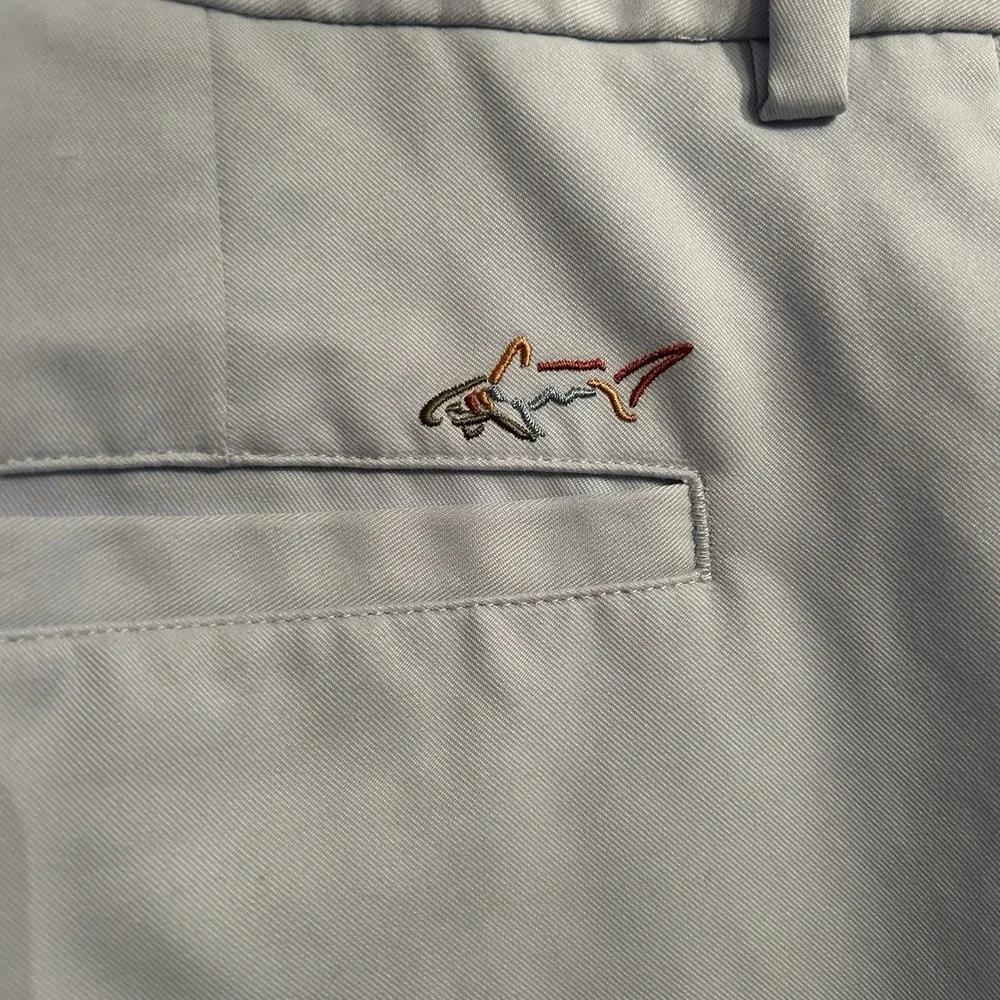 Greg Norman For Tasso Alba Men's Flat Front Chino Golf‎ Shorts Logo Blue 34